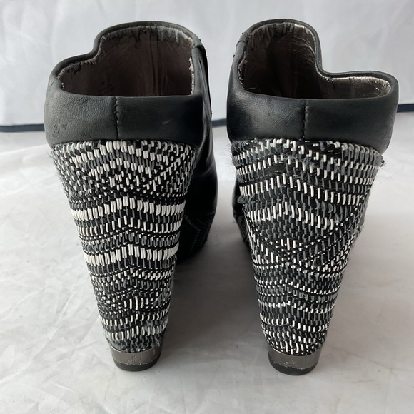 Sam Edelman Kylie Wedge Mules Black Leather Peep Toe Heels Women’s Size 7.5 - Picture 5 of 14